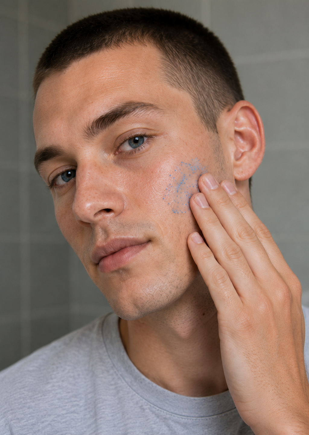 Man using Hydro Lab exfoliating facial polish