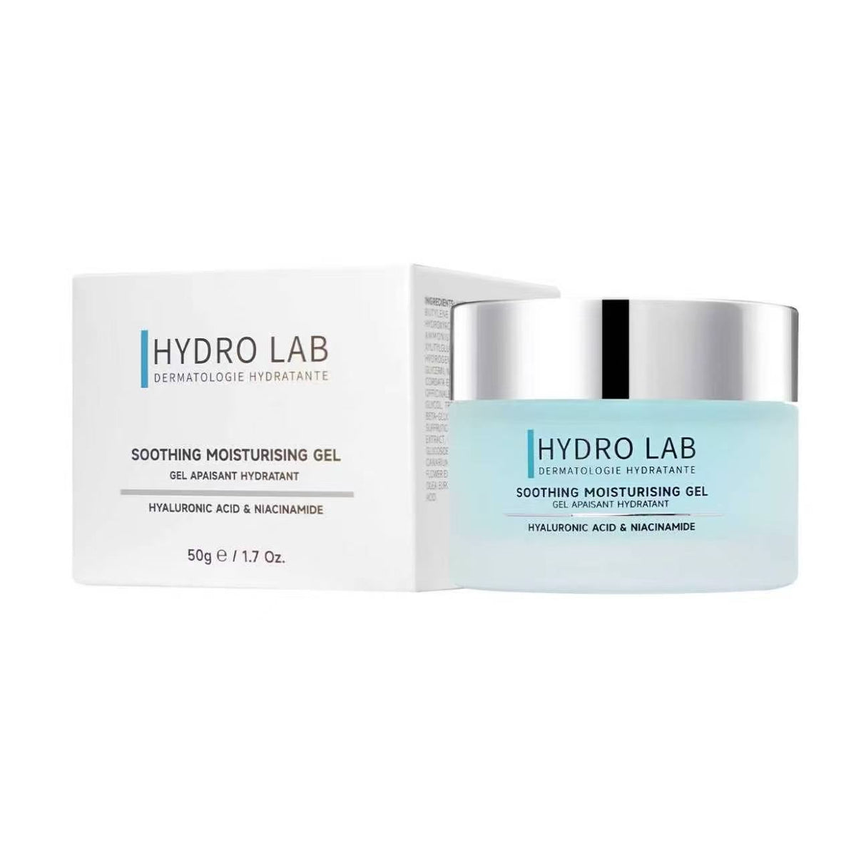 Hydro Lab soothing moisturizing gel packaging on a white background